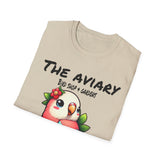 Parrot on a Strawberry Black Lettering Unisex Softstyle T-Shirt