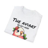 Parrot on a Strawberry Black Lettering Unisex Softstyle T-Shirt